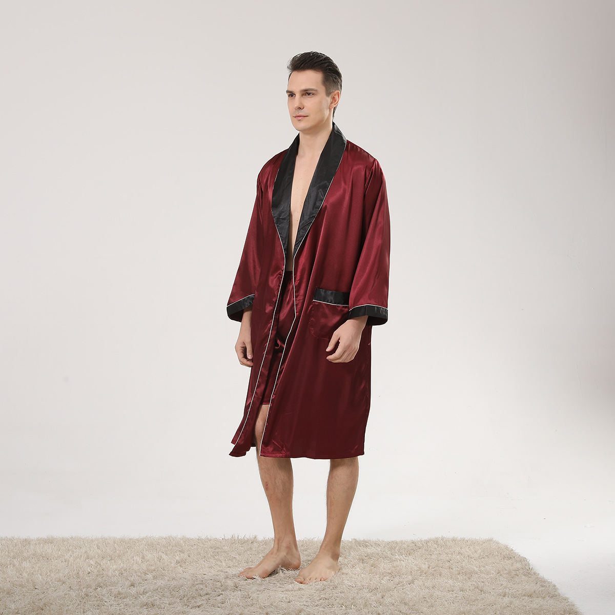 Spring Black Shawl Collar Red  - Men'S Kimono Accessories ulasan dan harga