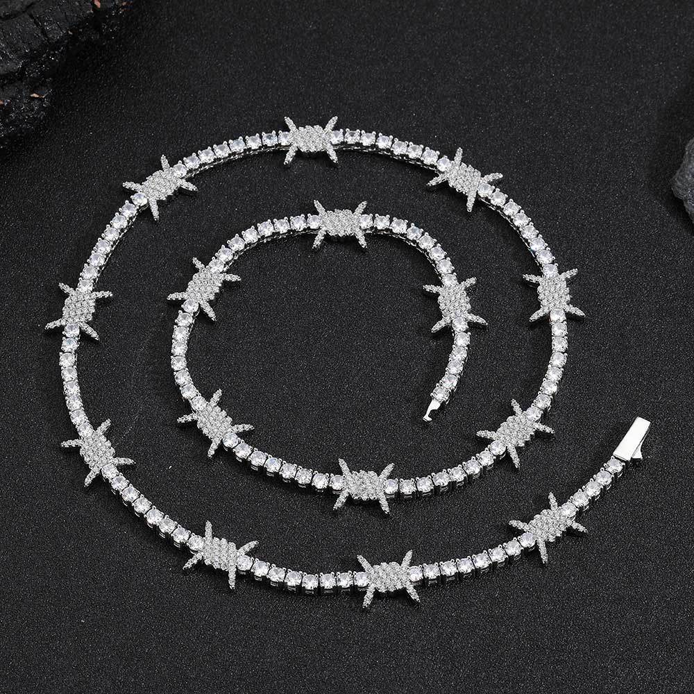 24 Inch Iced Out Barbed Wire T - Men Accessories Neck Chain ulasan dan harga